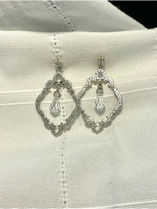 Brighton Silver Crystal Filigree Drop Earrings - Picture 1 of 1